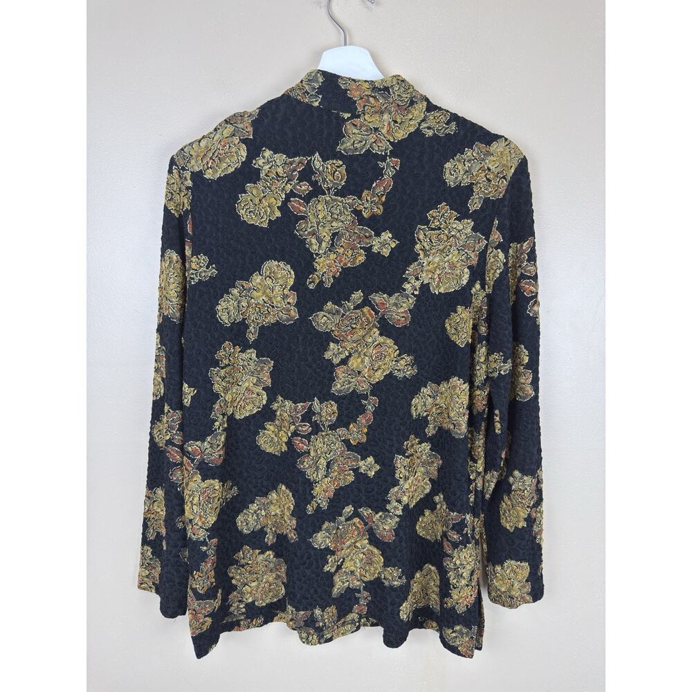 Coldwater Creek Black Gold Metallic Button Down Soft Blouse Women’s Flowy Size M - Picture 5 of 13